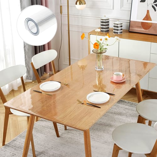Bloomlover Transparent Tablecloth, PVC Table Mat, 90x180cm, Odorless, Shrink-Free, Rectangular PVC Desk Mat, 1.5mm Thick, Waterproof, Stain-Resistant,