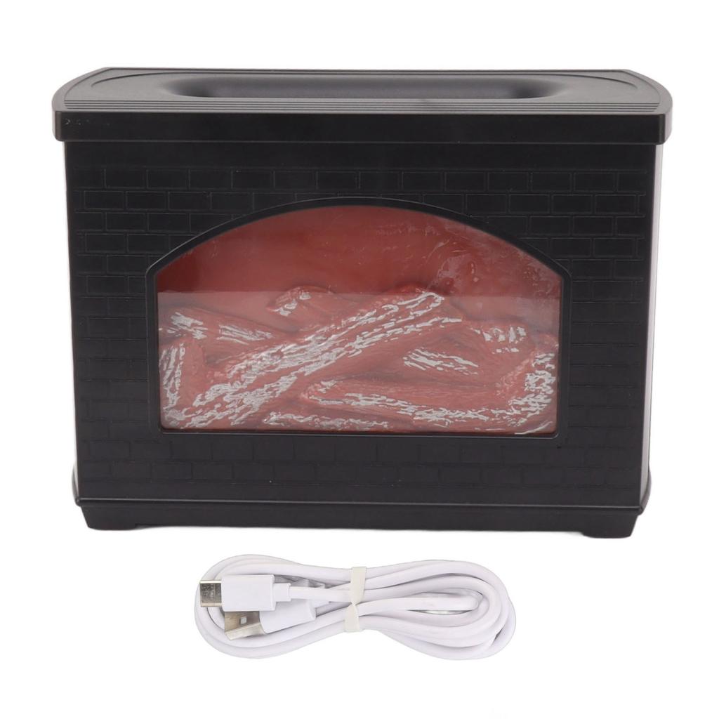Black 270ml Fireplace Flame Diffuser No BPA Desktop Essential Oil Diffuser Mist Humidifier 7.5W 5V