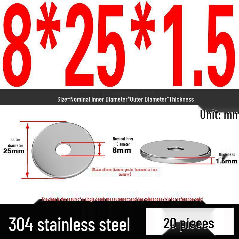 Thickened 304 Stainless Steel Flat Washer Spacer (M2-M36)