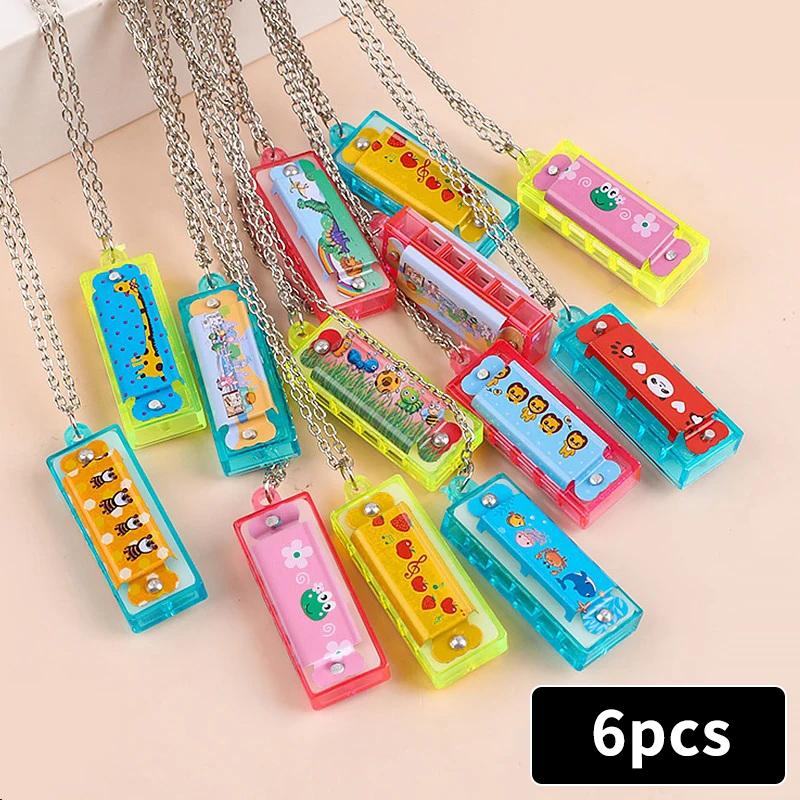 

10/20 шт. Мультяшная мини-губная гармошка с ожерельем, музыкальные игрушки для детей, сувениры для дня рождения, наполнители для пиньяты, подарок на Рождество для мальчика/девочки 6pcs