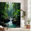 Tropical Paradise Bath Curtain - Lush Palm Trees & Crystal Waterfall, Waterproof Home Decor Adds Exotic Beauty To Your Bathroom