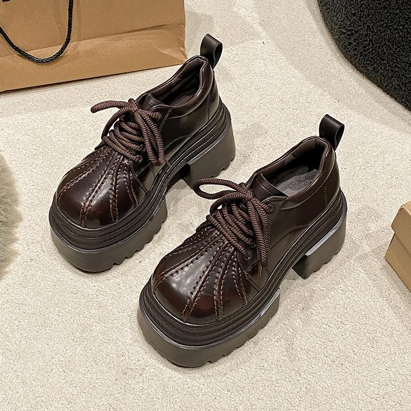 Aphixta 10cm Platform Ankle Boots Black Height Increasing Spring Woman Shoes Leather Thick Botton Sole Modern Boots