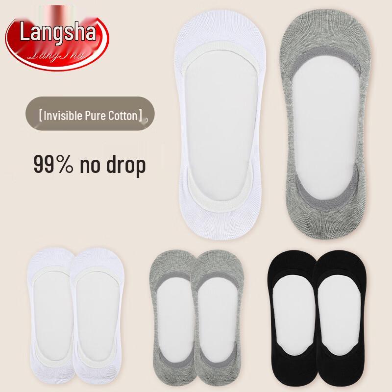 LangSha Men s Anti-slip Cotton Mesh Boat Socks (5 Pairs)