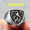 Dragon Shield Ring 316L Stainless Steel Men Rings Rock Punk Norse Myth for Biker Male Boyfriend Jewelry Best Creative Retro Gift