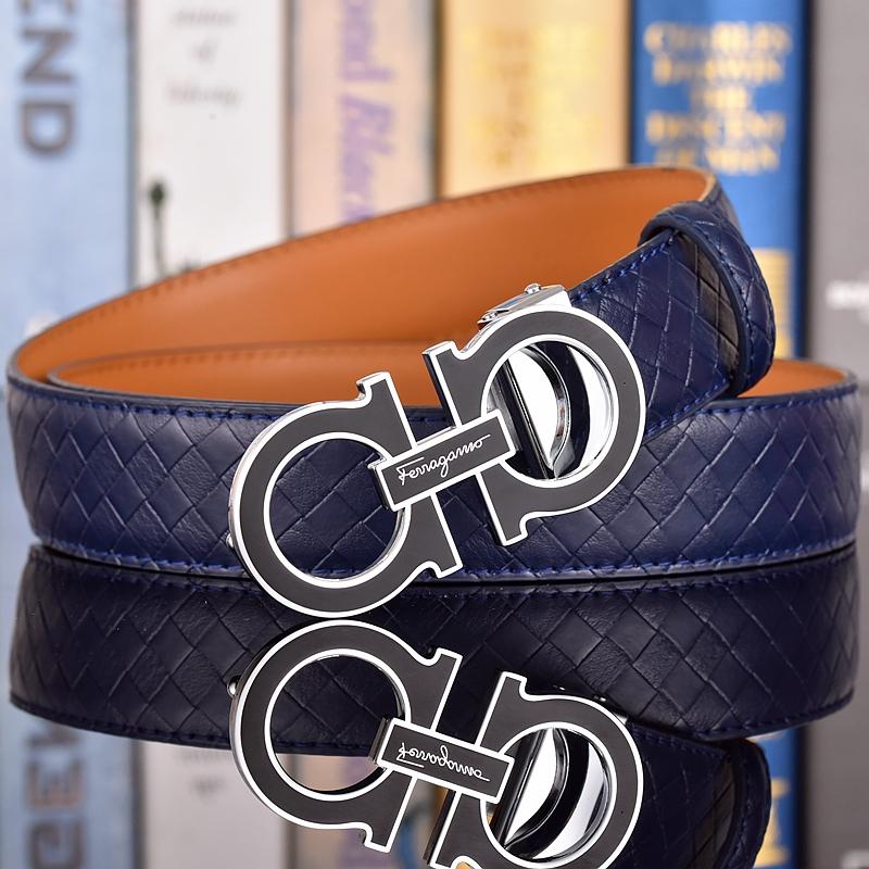 Salvatore Ferragamo Pánský opasek z hovězí kůže 3,3 cm Luxusní značkový designový opasek Oblek Džíny Formální Značka