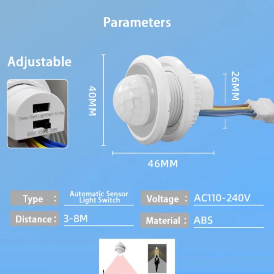 Double Adjustable Delay PIR Sensor Detector Smart Switch LED 110V AC220V PIR Infrared Motion Sensor Switch Auto on Off