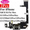 2pcs USB Charging Port Flex Cable with Microphone for iPhone 16 15 Pro Max 14 13 12 XS 11 Charger Dock Connector Repair Parts
