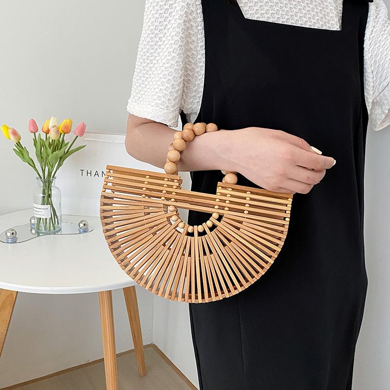 Internet Celebrity Summer Woven Bag 2025 Mori Girls Fashion Hollow Large Capacity Pearl Small Fragrant Wind Handbag Tide