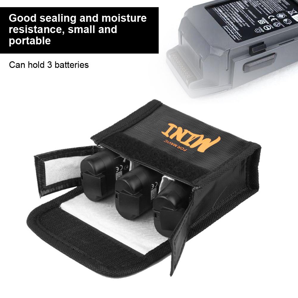 High Temperature Resistance Explosion Proof Lithium Battery Case Safety Bag for Mavic Mini(Black )