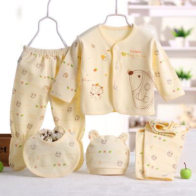 Baby 5-piece Set Children's Clothing  Baby Brushed Baby Underwear Underwear Set Combed Cotton 0-3 Months