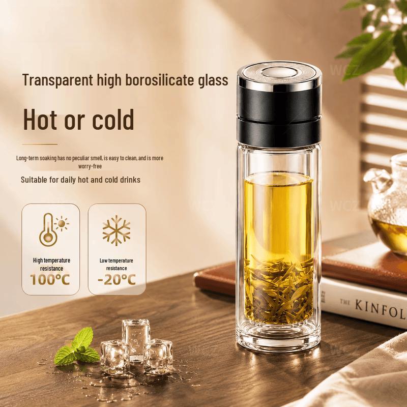 Zhi Mei Huan Qiu Double Wall Glass Insulated Tea & Water Bottle
