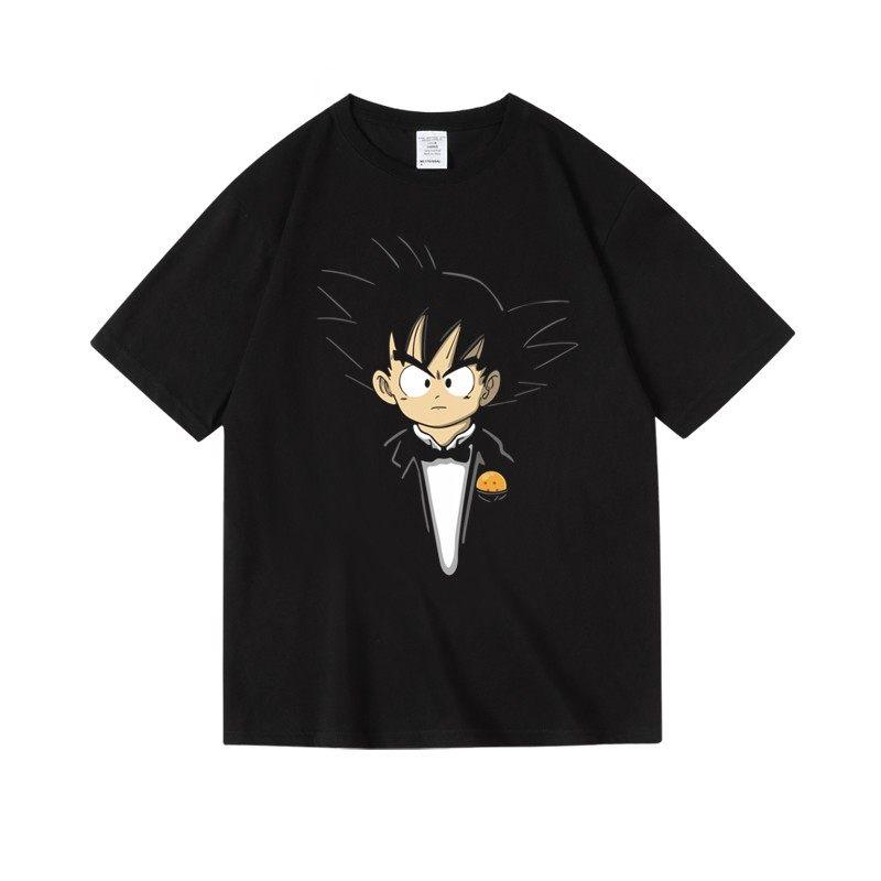 Japanese Anime 2D Dragon Ball Goku Printed Pure Cotton Round-neck Short-sleeved and Half-sleeved T-shirts for Men and Women