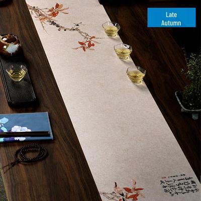 Handun New Chinese Style Silk Waterproof Tea Table Runner