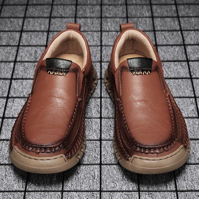 Men Leather Casual Shoes Ankle Boots Handmade Casual Shoes Breathable Comfortable Non Slip Outdoor Walking Boots Size 39 46