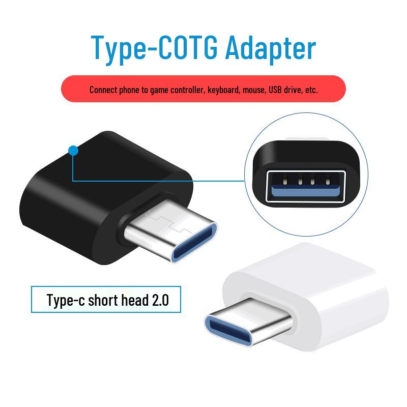 

Type-C to USB 2.0 OTG Adapter for Apple and Huawei Black Short Type-C OTG Oval