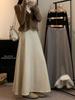 Korean Style High-Waisted Plus-Velvet Midi Skirt for Women - 2025 Autumn/Winter Elastic Waist Slimming Straight Skirt