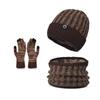 Winter Warm Hat Scarf Three-piece Set Women's Outdoor Fleece Ear Protector Pullover Hat Men's Cold-proof Knitted Wool Hat