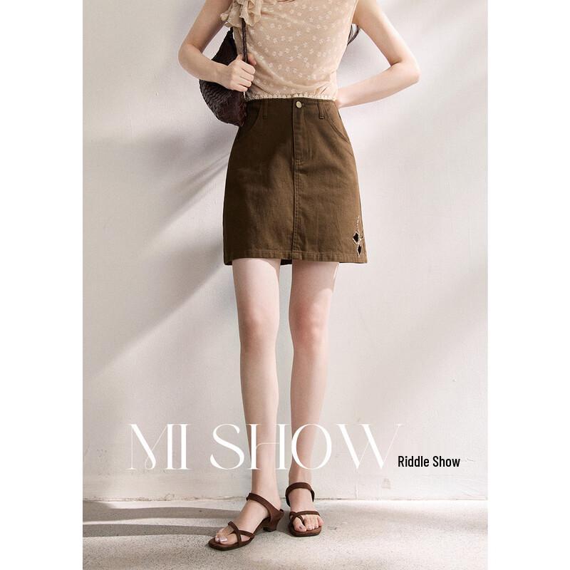 Women s Retro A-Line Embroidered Short Skirt S