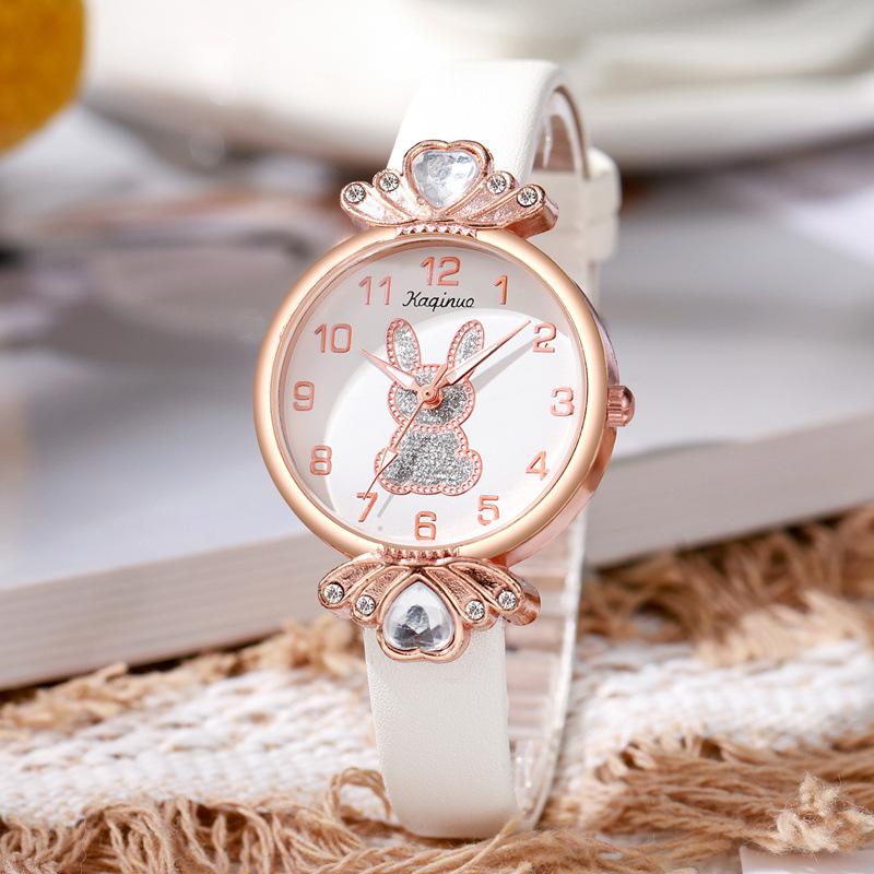 Zegarki damskie z motywem królika Retro Damskie Zegarki kwarcowe na rękę Damski skórzany zegarek