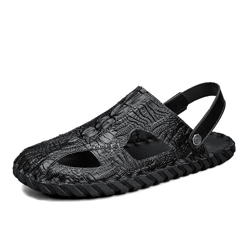 Fashion Mens Sandals Confortable Crocodile Pattern Lightweight Classic Beach Slippers Plus Size Non Slip Soft Black Sandals for Men