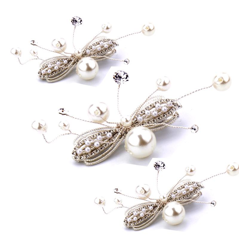 Alloy Pearl & Rhinestone Hairpin Set - Handmade Bridal Hair Accessories for Wedding Styling