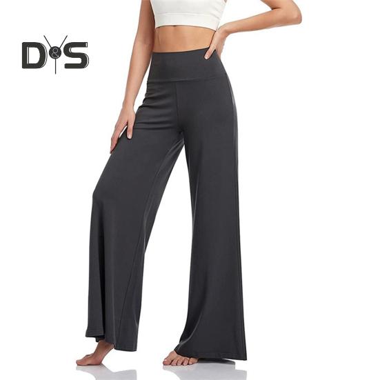 Dámské rozšířené kalhoty s elastickým vysokým pasem, jednobarevné rovné kalhoty, jednobarevné rovné kalhoty na jógu s kontrolou bříška