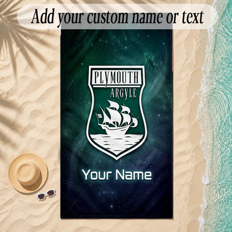 Beach TowelPlymouth Argyle FC Custom Name Text Personalized Soft Towel for Beach Pool Indoor Home Decor Gift