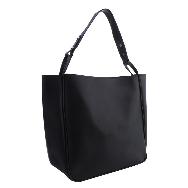 Simple Women Bucket Shoulder Bags New Solid Color Handbags Retro Large Capacity Tote Bags Large Capacity PU Leather Bags