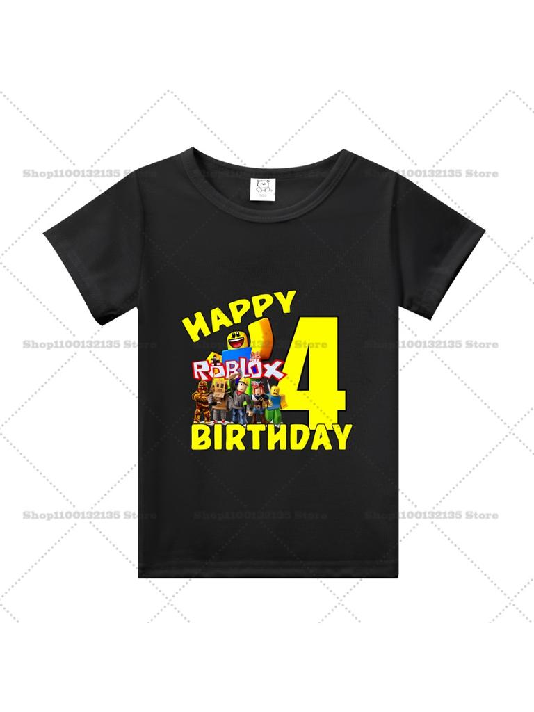 Summer Roblox Children Birthday Number T Shirt Girl Boy Clothes Baby Cotton Tee Shirts Party Short Sleeve Tops Toddler Gifts