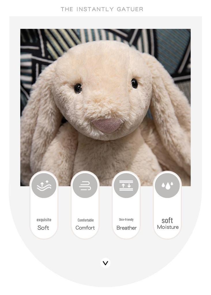 Lop-eared Bunny Plush Toy and Figurine - Calming Rabbit Doll Gift for Girls' Birthdays