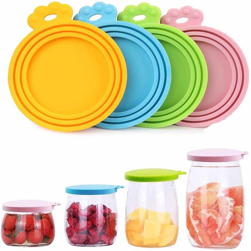 3/4Pcs Silicone Canned Lid Set 3 In 1 Reusable Pet Can Cover Lids Kit for Most Sizes Dog And Cat Cans Food Tin Cover Keep Fresh