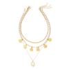 Sturdy Alloy Crafted Gold Coin Layering Pearls Necklace Resistant To Wear For Long Lasting Shine Suitable For Everyday Use