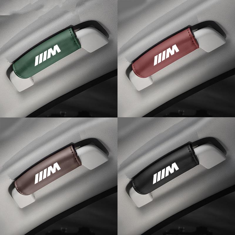 1 pair Leather Car Roof Pull Handle Gloves Armrest Cover For BMW M Emblem E90 E60 E46 E39 F30 F10 E87 X3 X5 X1 G30 G20 Accessory HC0