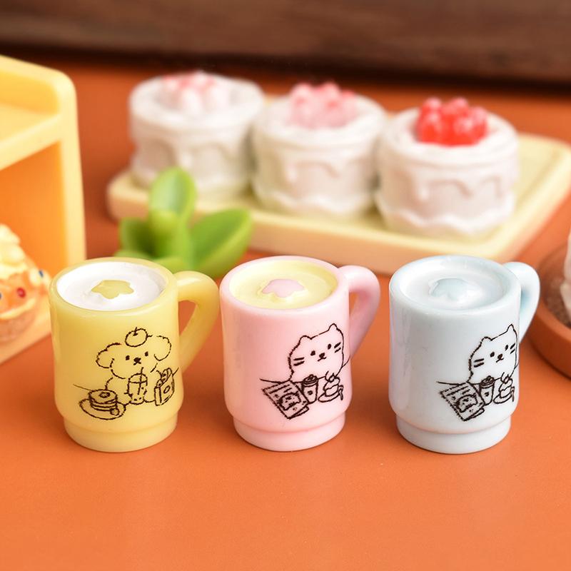 4pcs Cartoon Puppy Coffee Cups Miniatures, Doll Food Props Accessories, Micro Landscape DIY Craft Decoration
