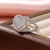 Elegant Inalid Full Synthetic Zirconia Heart Shape Silvery Ring for Women Fashion Temperment Banquet Wedding Jewelry Accessories