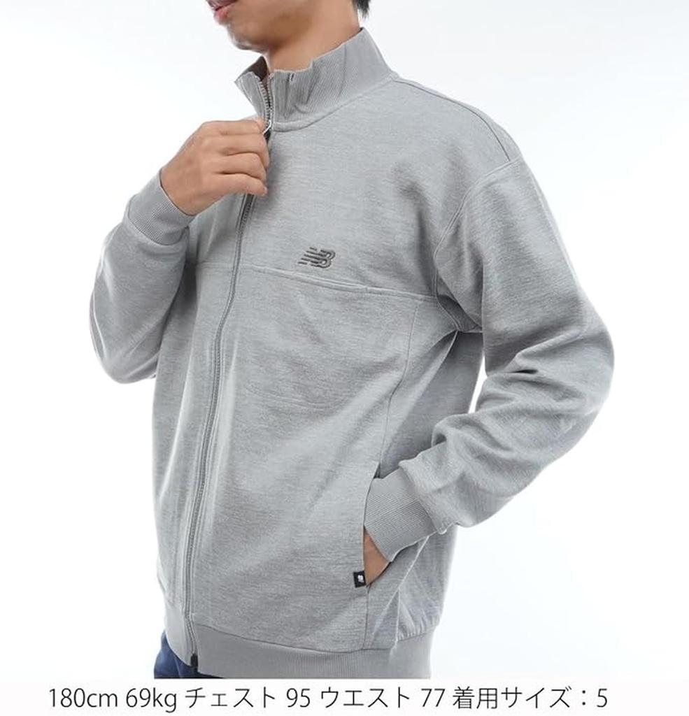 New Balance Men's Golf Sweat Blouson Jacket (012-5262002) Gray - Cardboard Knit, Moisture Wicking, Quick Dry Trainer (Size5)