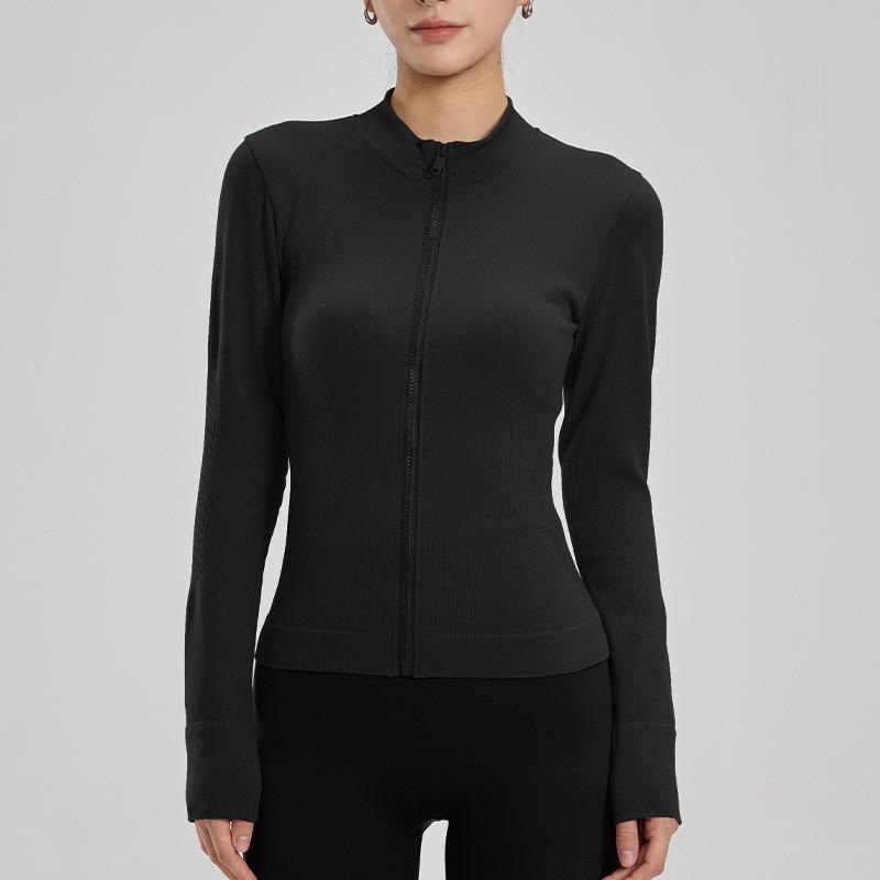 Womens Long Sleeve Zip Up Workout Jacket Slim Fit Running Yoga Gym Fall Winter