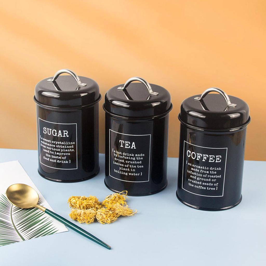 Juego de Recipientes Metálicos para Cocina Herméticos para Café, Té, Azúcar Botes Contenedores 1200ml