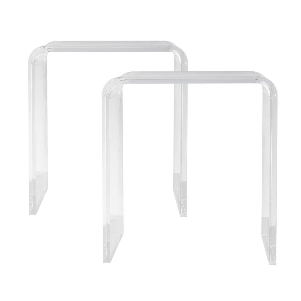 Acrylic End Table, 2 Pcs C-Shaped Lucite Side Tables, Clear Acrylic Side Table for Drink, Food, Snack Used In Living Room, Bedroom, and Study