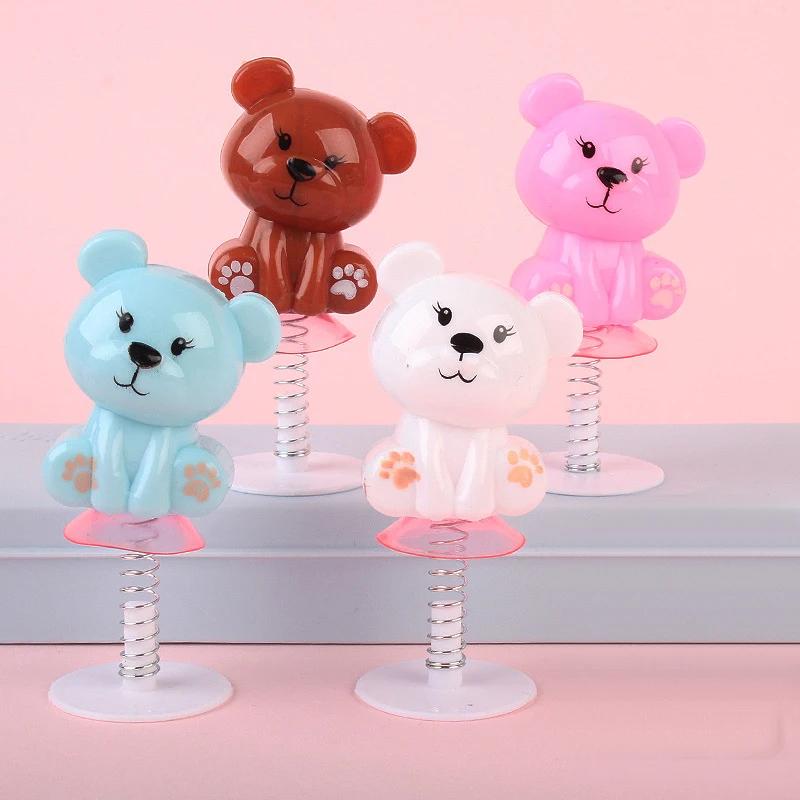 6Pcs kids Cute Mini Bounce Bear Rabbit Toys Novelty Tricky Prank Jumping Doll Finger Whimsy Game Children Creative Small Gifts