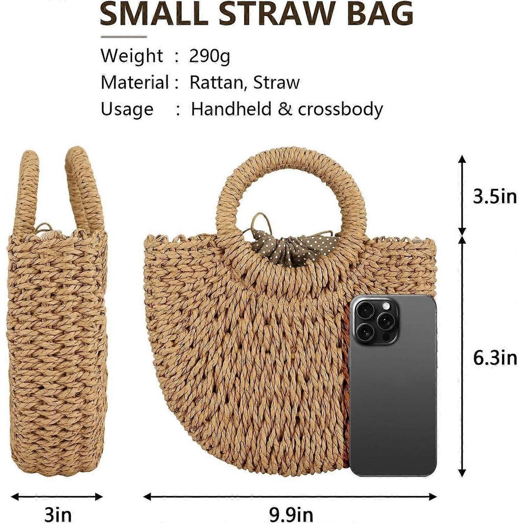 Straw Hobo Bags for Women Small Crossbody Bag Beach Purse Weave Shoulder Handbag Rattan