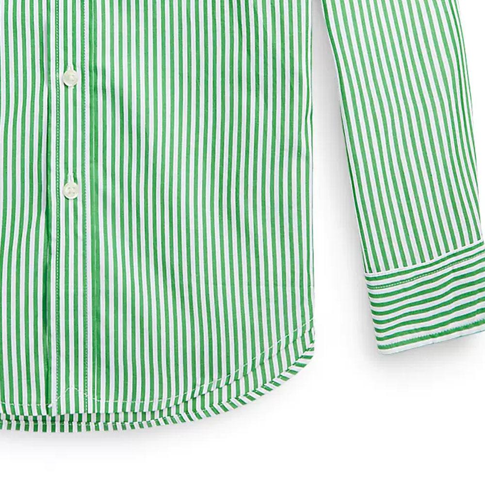 Polo Ralph Lauren SS23 Striped Logo Pony Embroidered Single-Breasted Long Sleeve Shirt Kids Shirts Green CWPOWOVY6820349-300