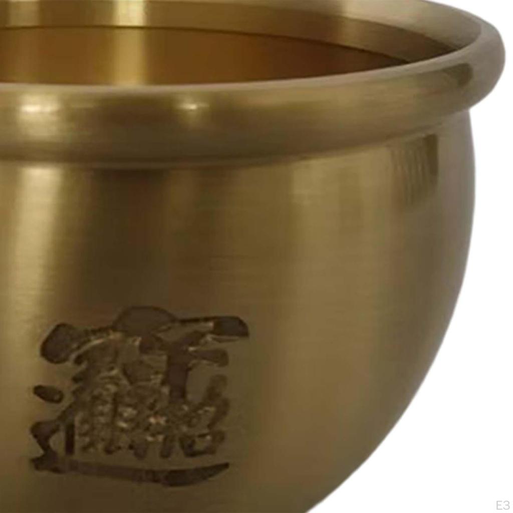 Brass Fengshui Bowl Feng Shui Handcarved Money Chinese Character Luck Old Fortune Treasure for