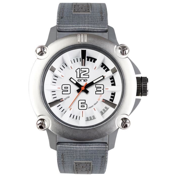 Montre Hommes - Ene Montres - UE72418 - Bracelet en nylon gris - Quartz Analogique