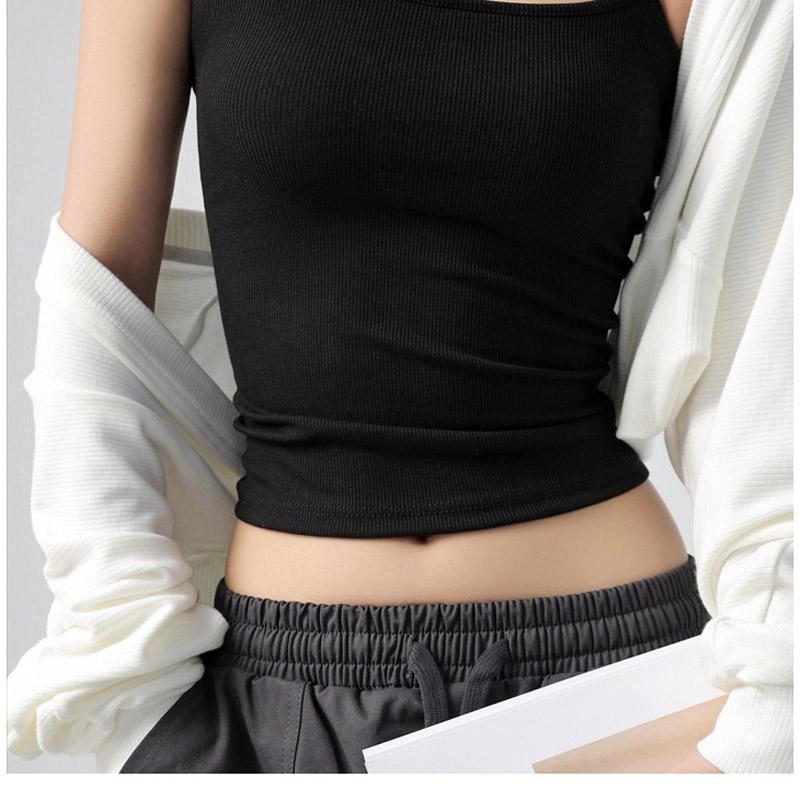 Summer Basic Tanks Spaghetti Strap Camis Solid Stretch Tops for Women Sleeveless Slim Fit Basic Solid Knitted Camisole