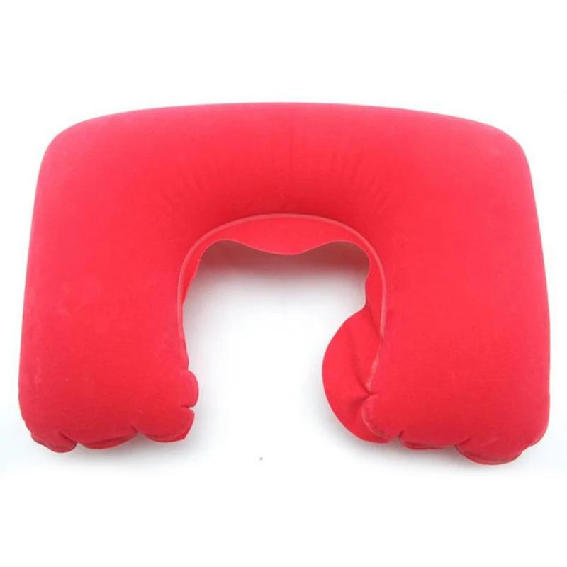 1/4pcs U-shaped Travel Pillow Car Air Flight Office Inflatable Neck Pillow Short Plush Cover PVC Support Headrest