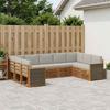 Outdoor Corner Sofa Set with Cushions 7 pcs Natural and Light Grey