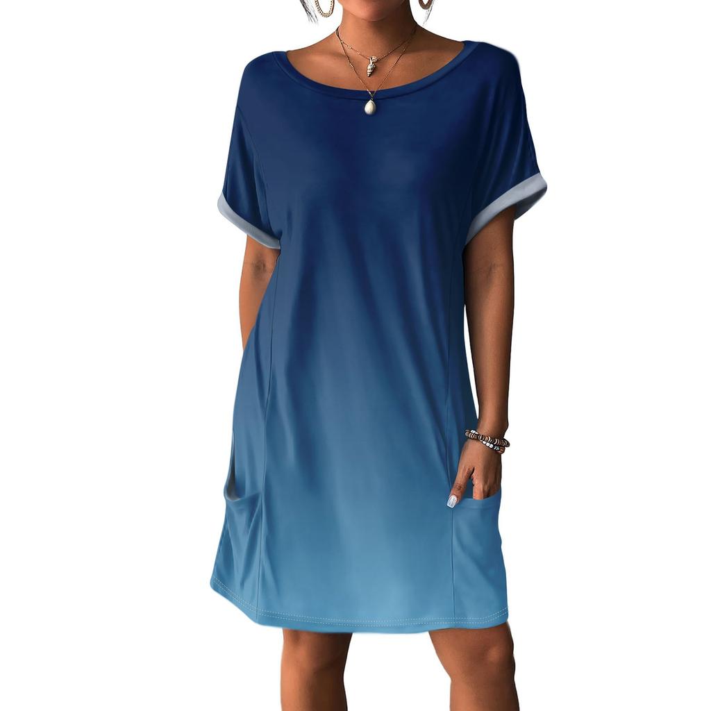Women's Dresses T-Shirt Dresses With Pockets Solid Color Casual Beach Dresses