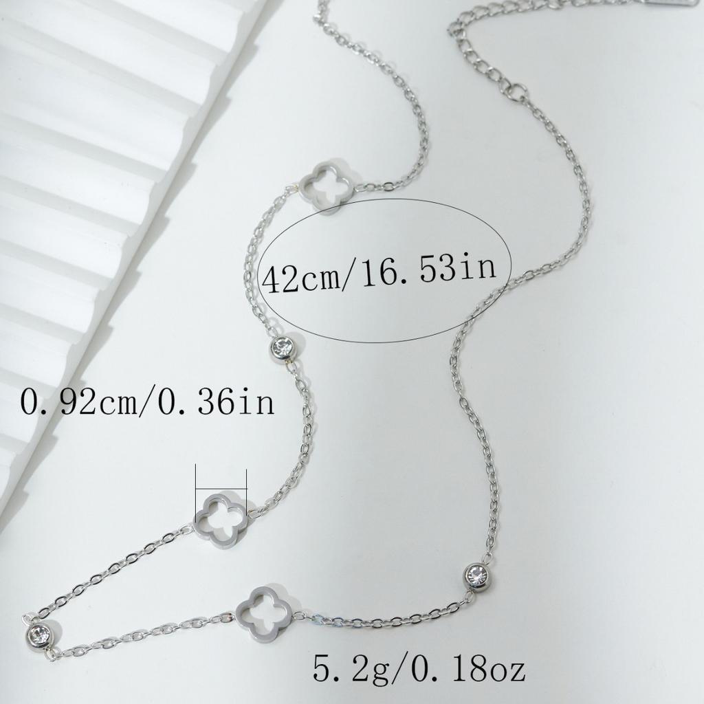 Fashion Simple and Elegant Clover Bracelet and Necklace Set Perfect for Everyday and All Occasions Clover Jewelry