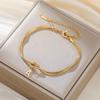 Initial Letter Love Knot Bracelets Women Men Couple Stainless Steel Gold Color Snake Chain Bracelets A-Z Alphabet Jewelry